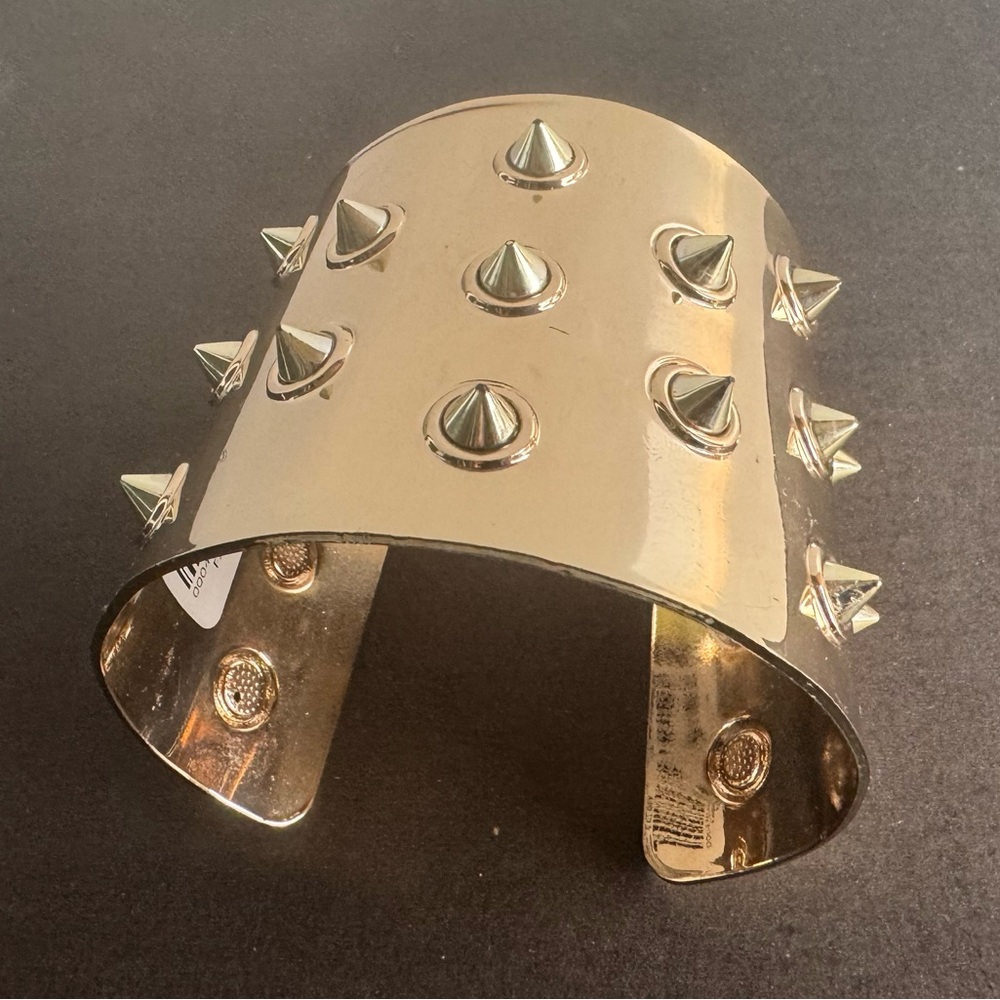 3” Gold Studded Cuff Bracelet and earrings